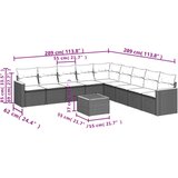  10-dijelni set vrtnih sofa s jastucima crni od poliratana | shoptok.hr