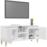 TV ormarić s drvenim nogama sjajni bijeli 103,5x35x50 cm | Eponuda.com