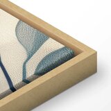  Slika - Leaves in Blue Color Delicate Botanical Motif 90x60 U prirodnom drvenom okviru | shoptok.hr