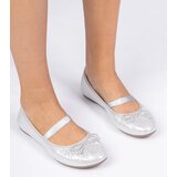 Gemre Silver women's ballet flats with an elastic bow Lerona | shoptok.hr