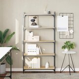  The living store knjižna omara 5-nadstropna sonoma hrast 80x30x154 cm inž. les - knjižna omara, (21502953) Cene