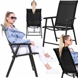  Sklopiva metalna vrtna stolica crna 56 x 64 x 94 cm | shoptok.hr