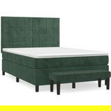vidaXL Box spring postelja z vzmetnico temno zelen 140x190 c | Shoptok.si