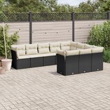 vidaXL 10-dijelni set vrtnih sofa s jastucima crni od poliratana | shoptok.hr