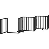 vidaXL Ograda za pse z vrati zložljiva 6 panelov črna 300cm topolovina | Shoptok.si