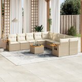 Maison Chic Seti vrtnega pohištva - Vrtna garnitura - Vrtni pohištvo set 11-delna z blazinami bež poli ratan, (21815137) | Shoptok.si