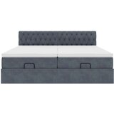 vidaXL Otomanski posteljni okvir z vzmetnicami siv 200x200cm žamet | Shoptok.si