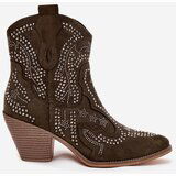Boto Insulated Women Cowboy Boots With Decoration Dark Green Lelira | Shoptok.si