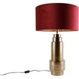 QAZQA Tafellamp brons velours kap rood met goud 50 cm - Bruut Cene