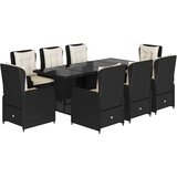 vidaXL 9-dijelni vrtni blagovaonski set s jastucima crni od poliratana | shoptok.hr