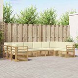  Set vanjskih sofa s jastukom 10 pcs Bijela i krem Poliester | shoptok.hr