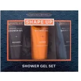 Shape Up Shower Gel Set set: gel za prhanje Bergamot & Mint 100 ml + gel za prhanje Peppermint & Orange 100 ml + gel za prhanje Water Mint & Sage 100 ml + gobica za prhanje za moške