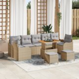  Vrtna garnitura - 10-dijelni set vrtnih sofa s jastučićima bež poli ratan akacija | shoptok.hr