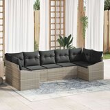 vidaXL Vrtni kauč set Set od 7 Crna Ratan, Tkanina, Pjena | shoptok.hr