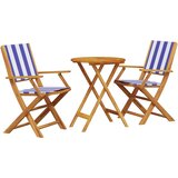  3-dijelni bistro set od tkanine i masivnog drva plava i bijela | shoptok.hr