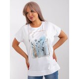Fashion Hunters White and light blue blouse plus size with application Cene