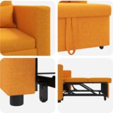 3-u-1 pojedinačni kauč na spavanje pretvoriv žuti tamni materijal | shoptok.hr