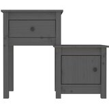 vidaXL Nočna omarica siva 79,5x38x65,5 cm trdna borovina | Shoptok.si