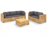 Maison Chic Seti vrtnega pohištva - Vrtna garnitura - Vrtni pohištvo set 6-delna z blazinami trdna tikovina, (21808377) | Shoptok.si