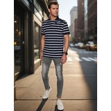 DStreet Koszulka męska polo w paski niebieska | Shoptok.si