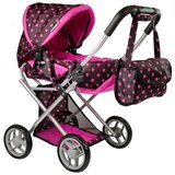 Kolica za lutku Alice Pram - crno/roza | shoptok.hr