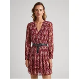 Pepe Jeans Red Women Patterned Dress Gala - Ladies