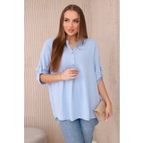 Kesi Blouse with a longer back blue Cene