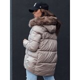 DStreet Women's winter jacket with hood STELLAR beige | ePonuda.com