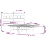 Metalni Kovinski posteljni okvir brez vzmetnice dimljen hrast 135x190cm | Shoptok.si