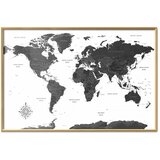  Plakat - Monochromatic Map 90x60 Zlatni okvir | shoptok.hr