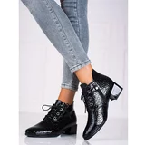 VINCEZA Low ankle boots for women black with lacing