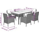  7-dijelni vrtni blagovaonski set s jastucima crni od poliratana Crna Dužina stola 150 cm | Shoptok.si