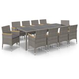  11-dijelni vrtni blagovaonski set od poliratana crno-sivi | Eponuda.com