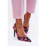 Boto Embellished High Heels Sandals With Roses Black Vevessa | shoptok.hr