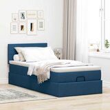  Otomanski okvir kreveta s madraca plavi 90x190cm od tkanine | shoptok.hr