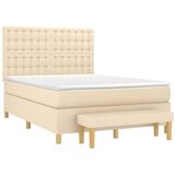  Krevet s oprugama i madracem krem 140x200 cm od tkanine | shoptok.hr