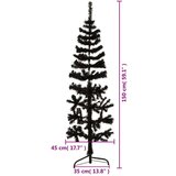  Ozka umetna polovična novoletna jelka s stojalom črna 150 cm, (20887684) | Shoptok.si