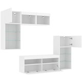 5-dijelni zidni TV elementi s LED bijeli od konstruiranog drva | shoptok.hr