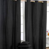 HOMESCAPES Navadne črne bombažne zavese Eyelet 117x137 cm, (20749713) | Shoptok.si