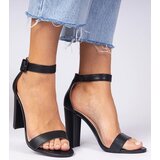 D/CEO marka niezdefiniowana Black sandals with an ankle strap on a block heel Miledia | ePonuda.com