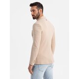 Ombre Men's SLIM knit jacket with subtle texture - beige | Shoptok.si