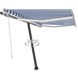 vidaXL Ročno zložljiva tenda z LED lučkami 300x250 cm modra in bela Cene