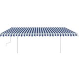 vidaXL Ročno zložljiva tenda s stebrički 5x3,5 m modra in bela | Shoptok.si