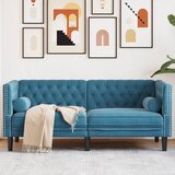 vidaXL Chesterfield sofa s jastucima za 2 osobe plavi baršun - Plava 1 Dvosjedi | shoptok.hr