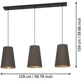 Eglo 390196 - visilica na sajli petrosa 3xE27/40W/230V braon | Eponuda.com