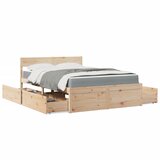 Krevet s ladicama i madracem 120 x 190 cm od masivne borovine | shoptok.hr