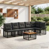  Set vanjskih sofa 7 kom. Crna i tamno siva Poliester | shoptok.hr