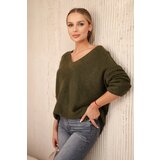 Kesi Włoski Włoski V-neck sweater khaki | shoptok.hr