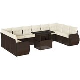 vidaXL 11-dijelni set vrtnih sofa od poliratana s jastucima smeđi | shoptok.hr