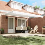 vidaXL Manualna retraktibilna tenda Bela 450x300 cm, Že obstoječa tenda za okvir 4,5x3 m Bela | Shoptok.si
